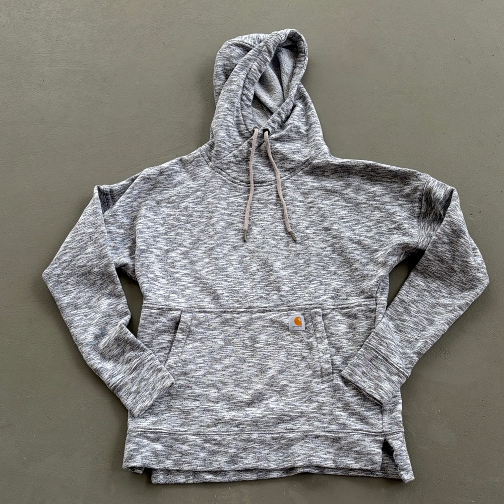 Carhartt Heather Gray Fold-over Neck  Hoodie Sweatshirt Size XS